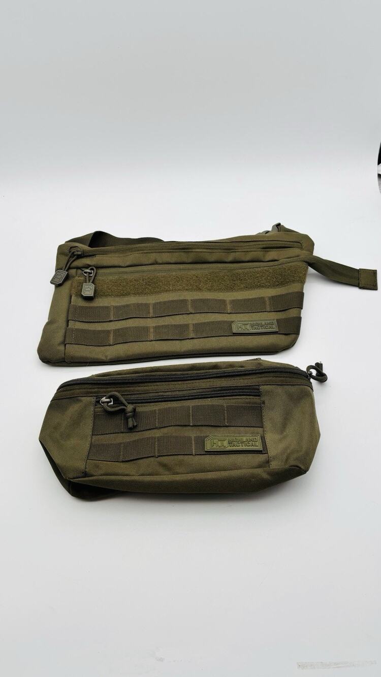 2 - Highland Tactical Waist Packs Molle Pouch Green Utility Bag Adjustable Strap